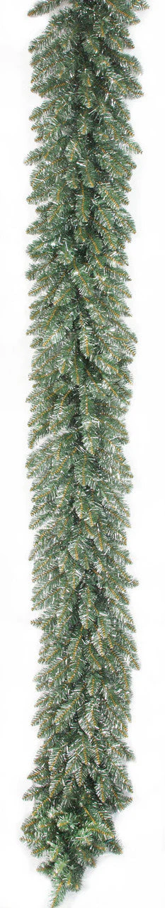 9'Lx14"W Tinsel Vintage Artificial Christmas Garland, Micro LED Pre-Lit -Green - Image 2