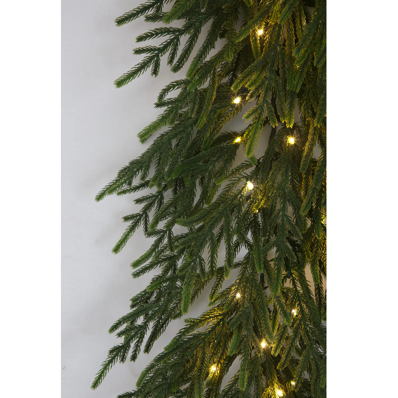 9'Lx16"W PE Norfolk Pine Artificial Garland, Micro LED Pre-Lit (Warm White, Multi-Mode) -White (Pack of 2) - Image 3