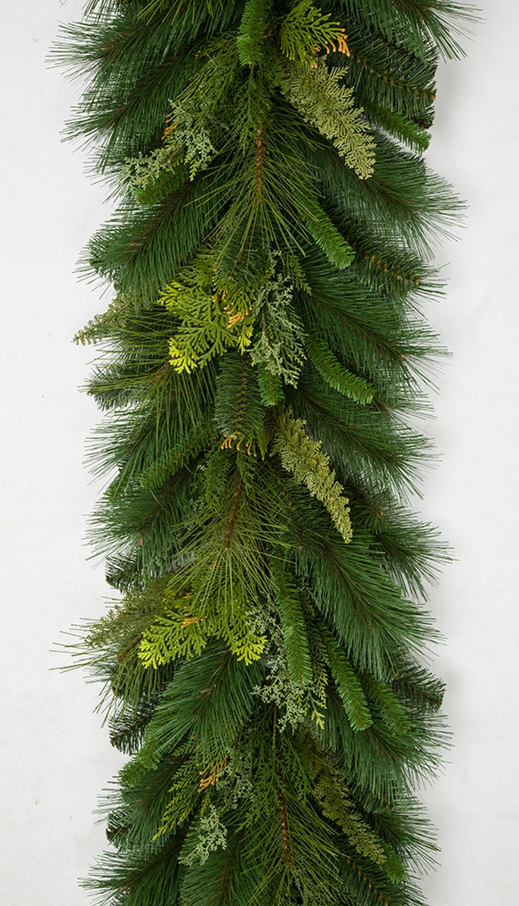 9'Lx18"W Mixed Pine Artificial Garland -Green - Image 2