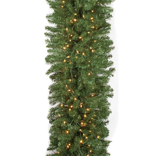 9'Lx24"W Pine Artificial Garland, Pre-Lit -Green